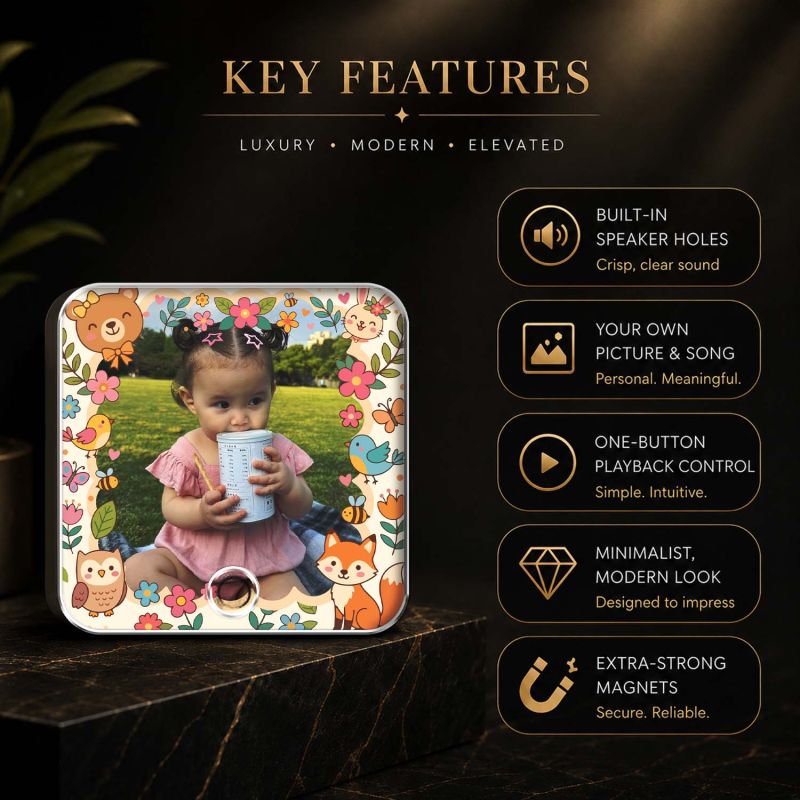 Personalized Musical Fridge Magnet with Photo & Song Custom Music Player Fridge Magnet Birthday Gift for Daughter, Son, Kids Customized Photo Music Box Unique Memory Keepsake